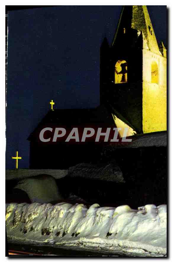 Kirche von Huez (Isère) — schneereicher Abend — Éditions du Sergent, Huez