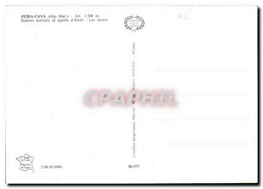 CPM Peira Cava Alp Mar Station Estivale et sports d'hiver les Lacets  — Rückseite