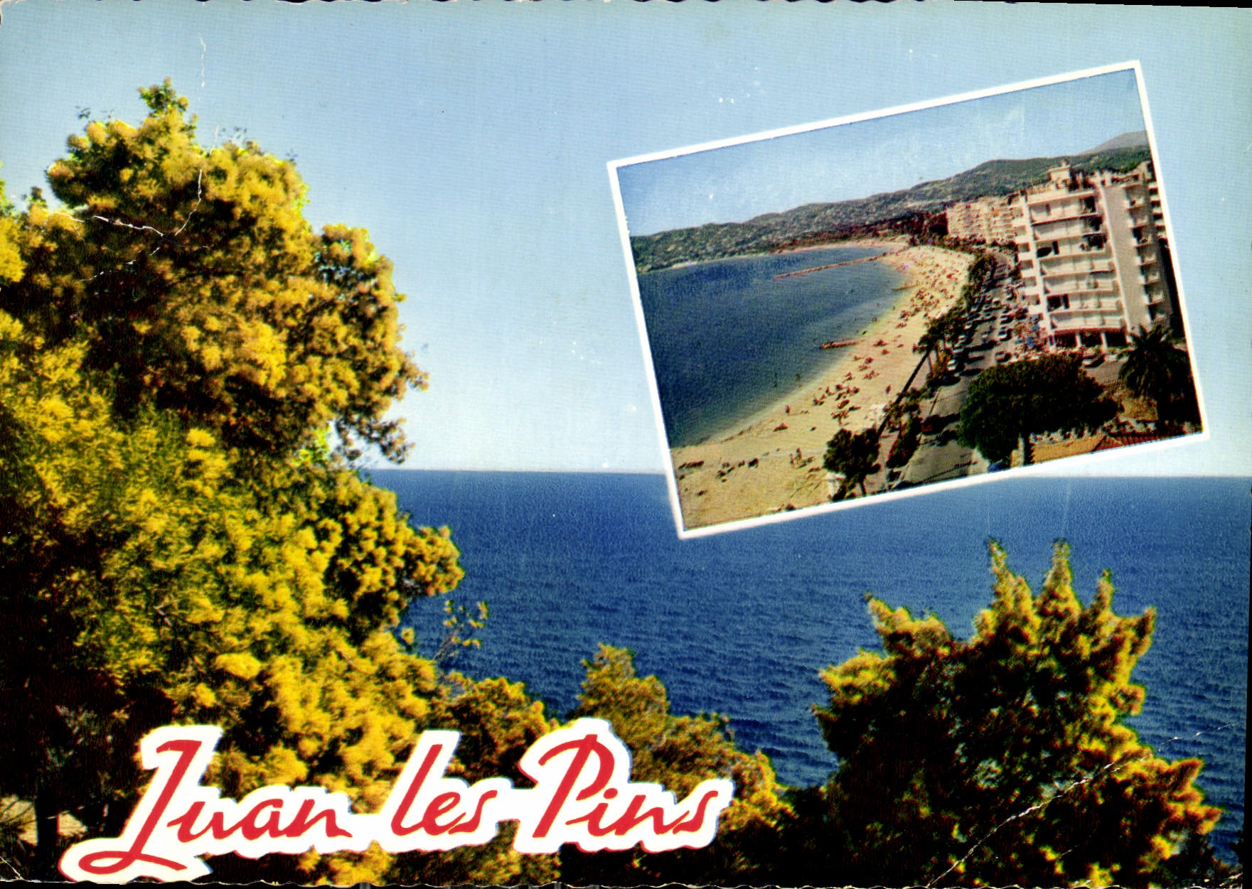 Juan-les-Pins — vue de la plage et des bâtiments — Éditions Mexichrome