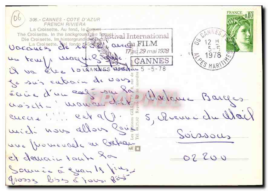 CPM Cannes Cote d'Azur la Croisette au fond le Suquet  — Rückseite