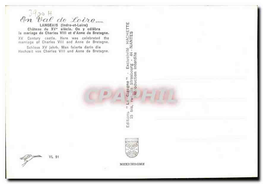 CPM En Val de Loire Langeais Indre et Loire Chateau du XV siecle on y celebra le mariage de Charles  — Verso