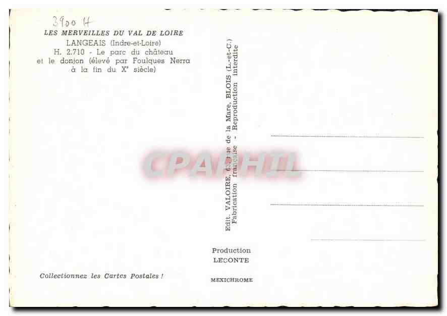 CPM Les Merveilles du Val de Loire Langeais Indre et Loire le Parc du Chateau et le Donjon eleve par — Verso