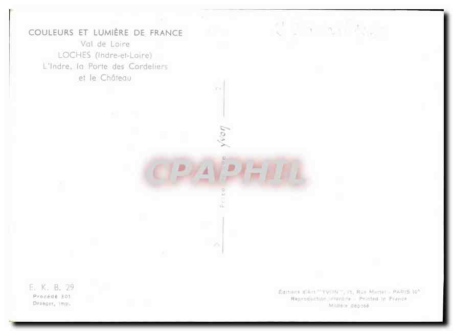 CPM Val de Loire Loches Indre et Loire l'Indre la Porte des Cordeliers et le Chateau  — Rückseite