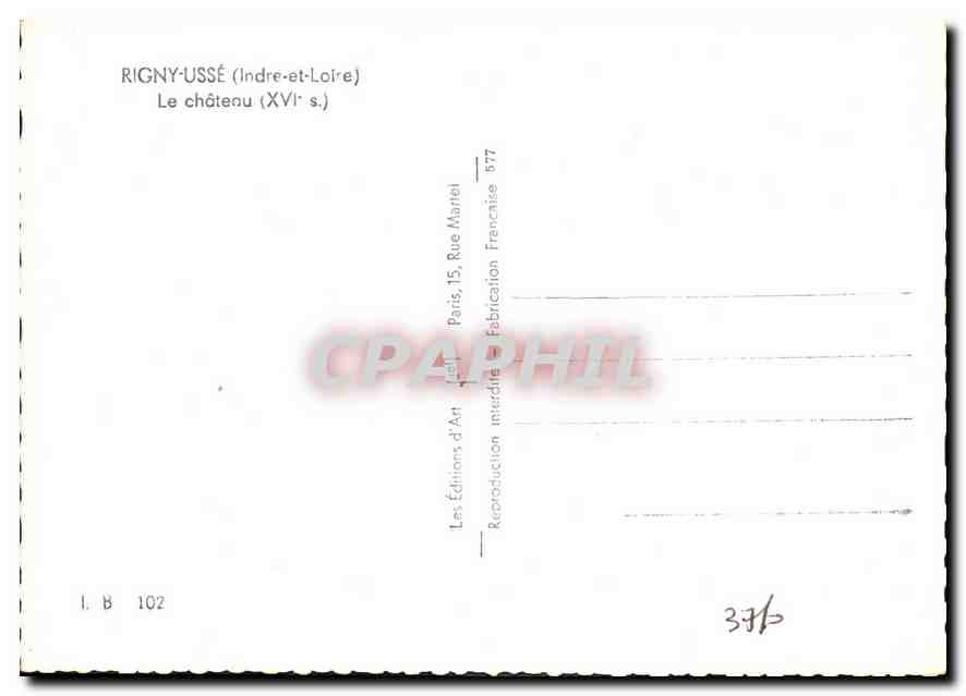 CPM Rigny Usse Indre et Loire le Chateau XVI S  — Rückseite
