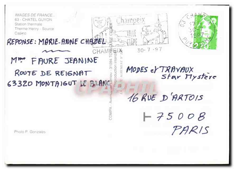 CPM Chatel Guyon Station Thermale Therme Henry Source Casino  — Rückseite