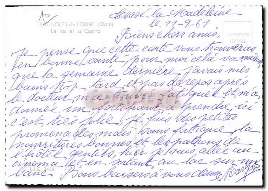 CPM Bagnoles de l'Orne Orne le Lac et le Casino  — Rückseite