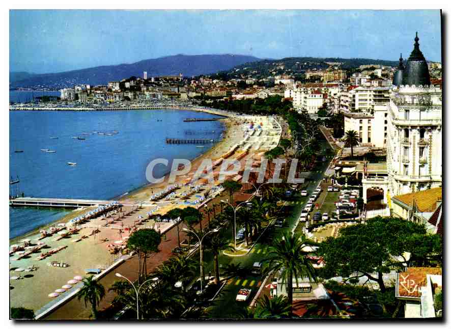 CPM Au Soleil de la Cote d'Azur Cannes la croisette et le Suquet 