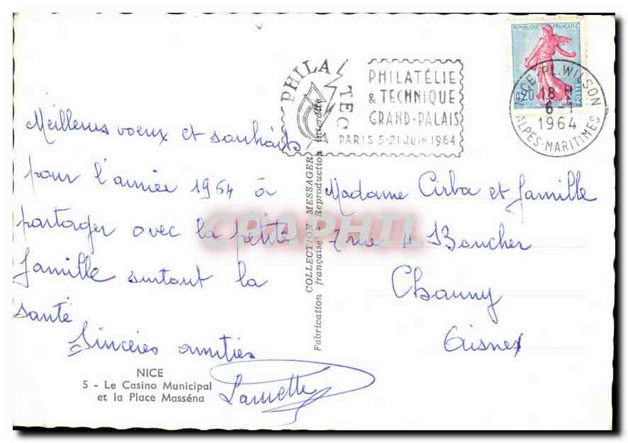 CPM Nice le Casino Municipal et la Place Massena  — Rückseite