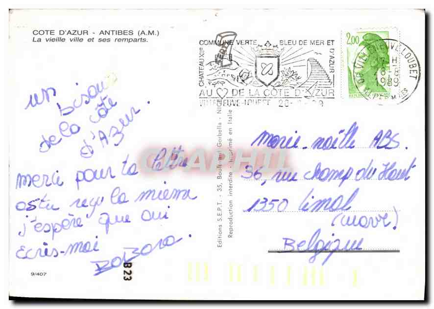 CPM Cote d'Azur Antibes A M la Vieille ville et ses remparts  — Verso
