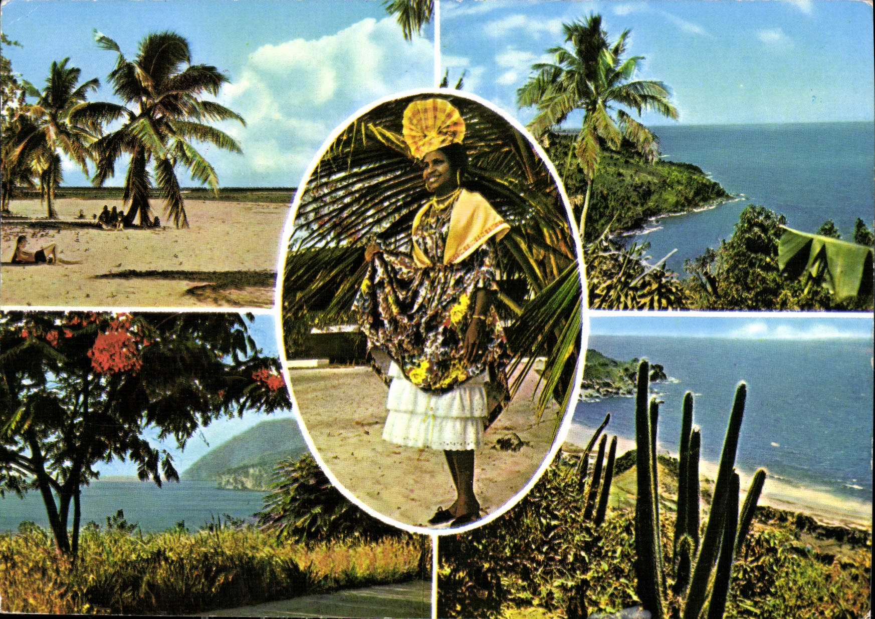 Guadeloupe — paysages et femme en costume — Images Paraises - Anverso