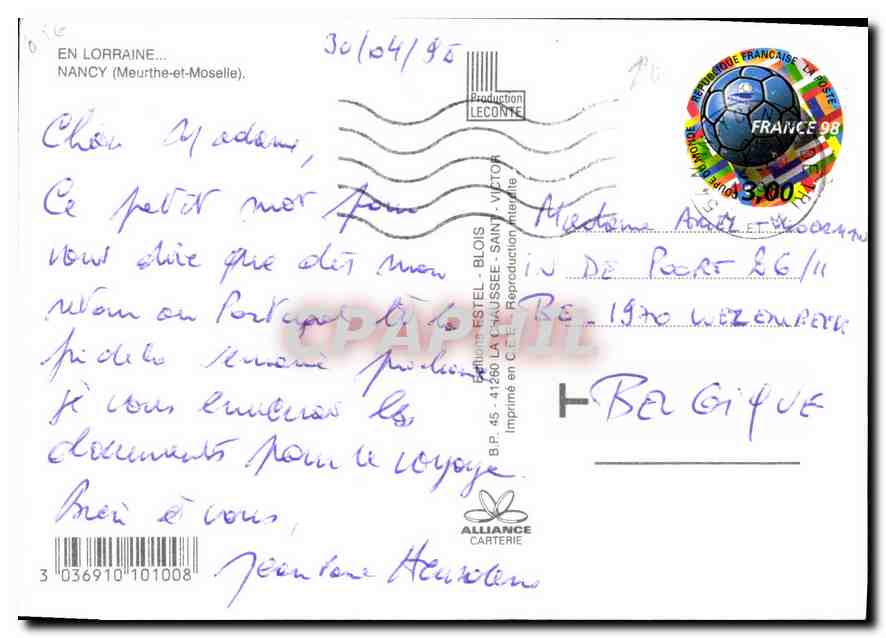 CPM En Lorraine Nancy Meurthe et Moselle  — Rückseite