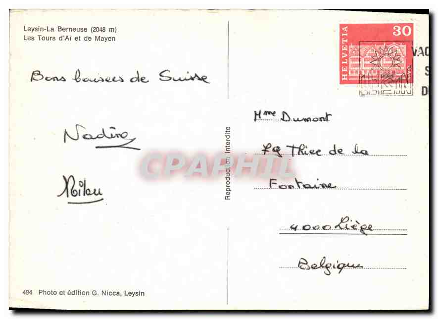 CPM Leysin la Berneuse les Tours d'Ai et de Mayen  — Rückseite