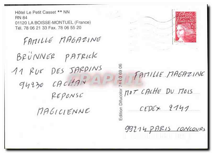 CPM Hotel le Petit Casset la Boisse Montuel France  — Back