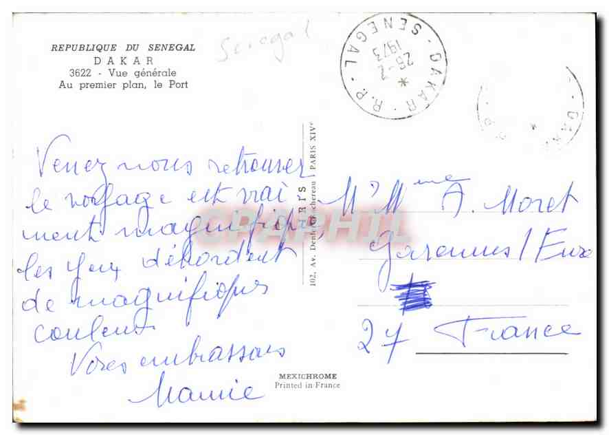 Dakar — Vue générale, le Port — Mexichrome, n° 3622 — Rückseite