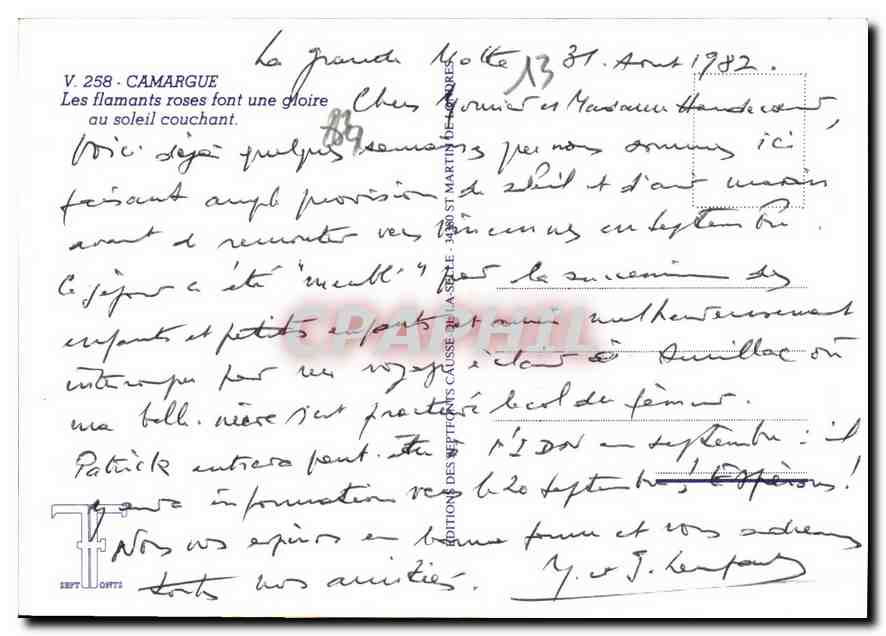 CPM Camargue les Flamants roses font une gloire au soleil Couchant  — Rückseite