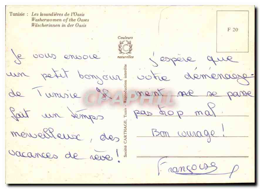 CPM Tunisie les Lavandieres de l'Oasis  — Verso