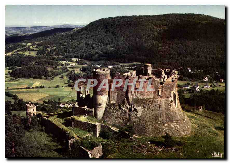 CPM Auvergne en avion sur le Chateau de Murol Monument historique XIII S Pilote operateur R Henrard 