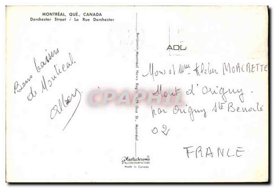 CPM Montreal Canada Darchester Street la Rue Darchester  — Verso