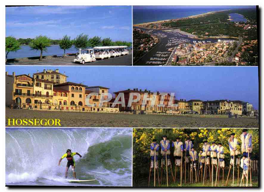 CPM Hossegor la plage Surf folklore Landais vue generale le petit main touristique 