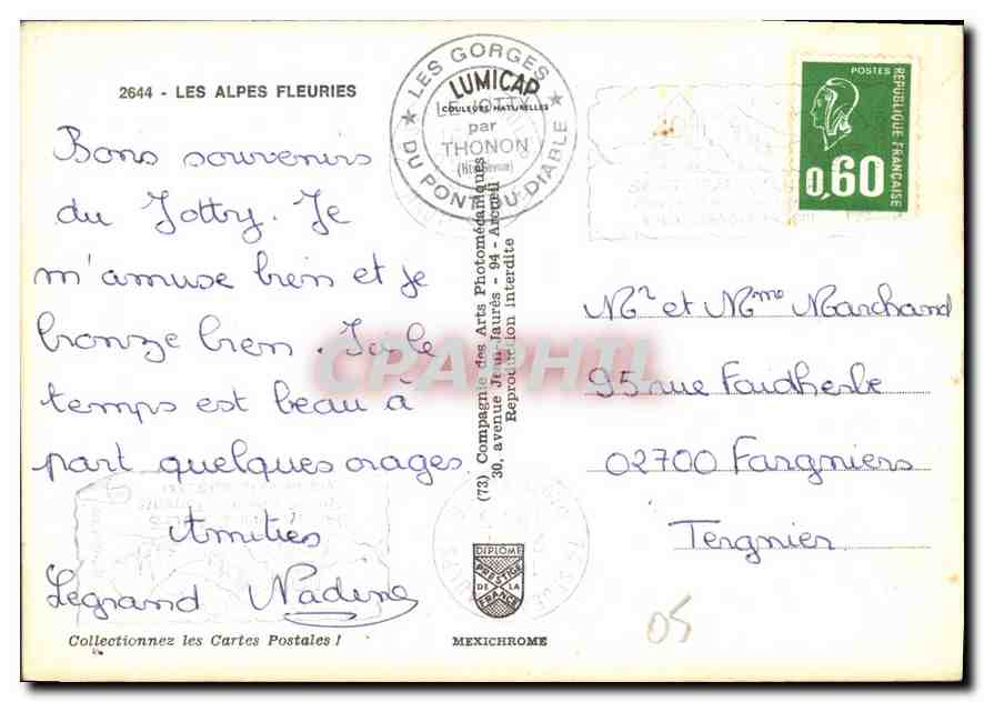 CPM Les Alpes Fleuries  — Back