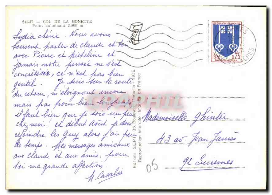 CPM Col de la Bonette Point culminant  — Verso