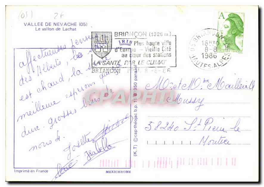 CPM Valee de Nevache le Vallon de Lachat  — Verso