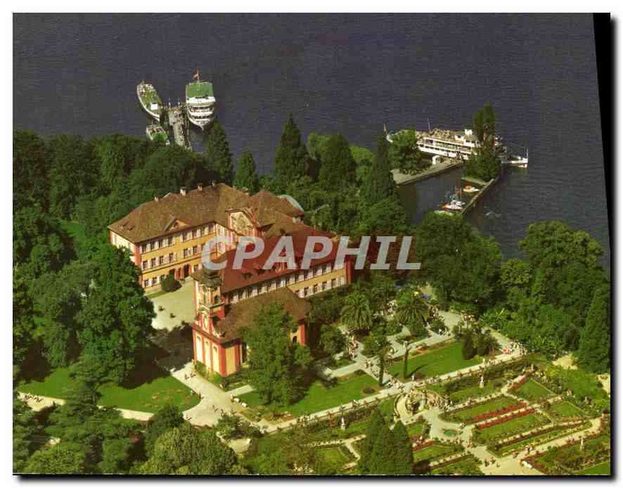 CPM Ile de Mainau au Lac de Constance Chateau Eglise Terrasse du Chateau et Roseraie 