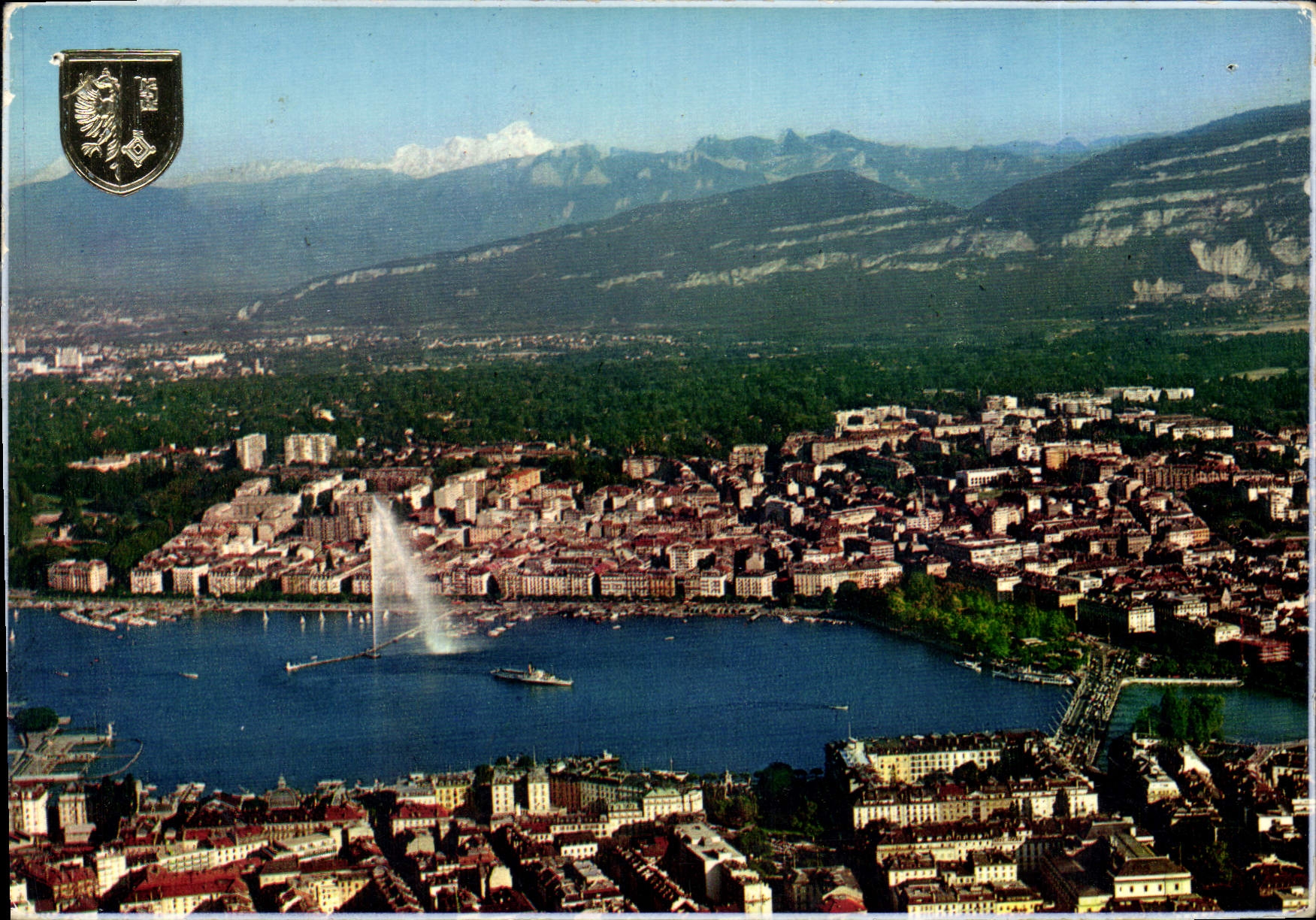 CPM Geneve vue aerienne de la Ville et le Mont Blanc 