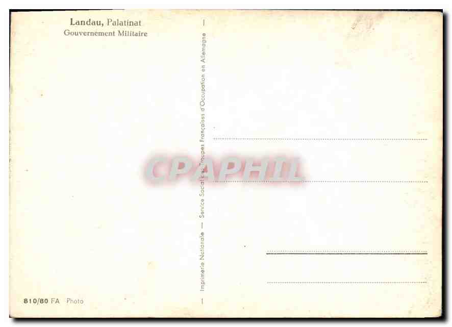 CPM Landau Palatinat Gouvernement Militaire  — Back