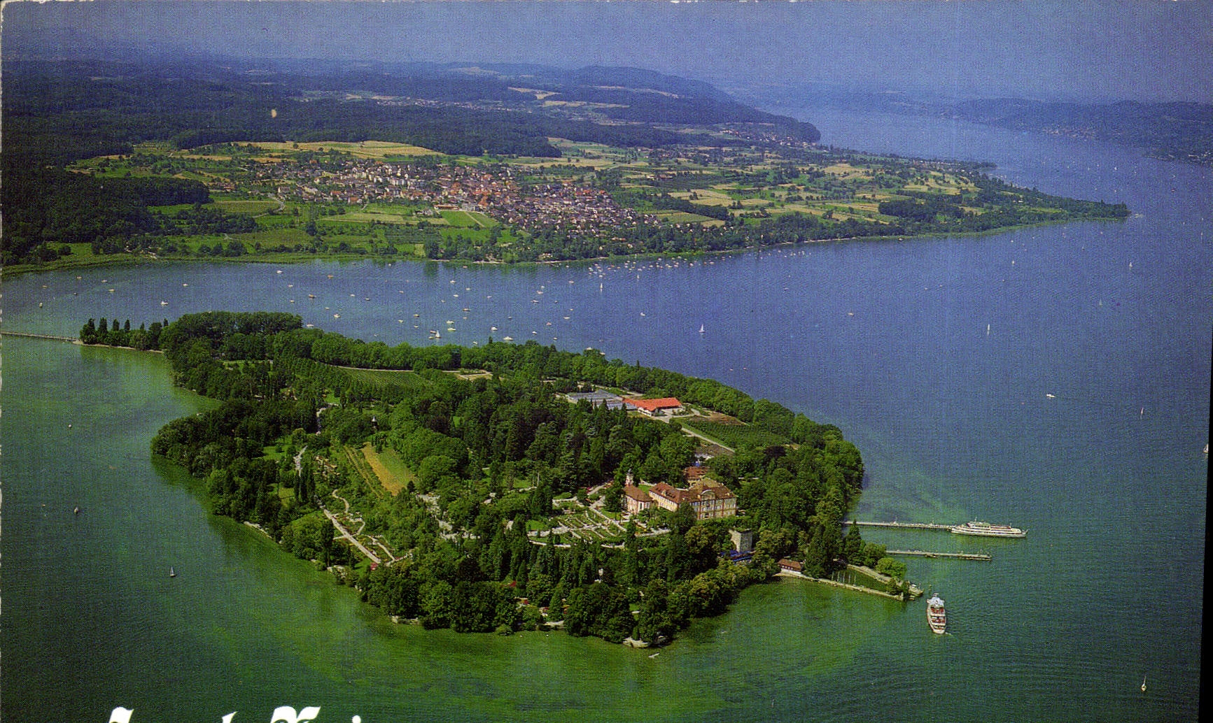 CPM Ile de Mainau au Lac de Constance avec le haut plateau du Bodanruck et le lac interieur dit Lac 