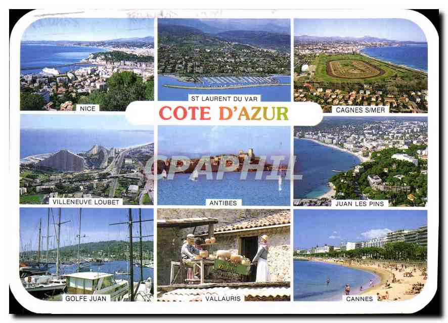 Côte d'Azur — Vue panoramique de plusieurs villes — CPAPHIL