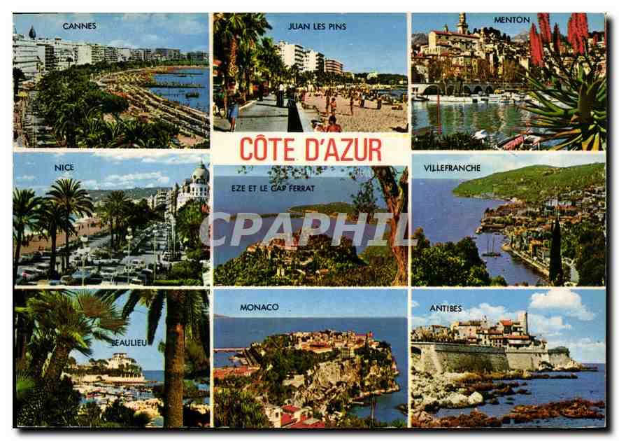 Côte d'Azur — Vue panoramique des villes — Éditions S.E.P.T. - Imprimé en Italie