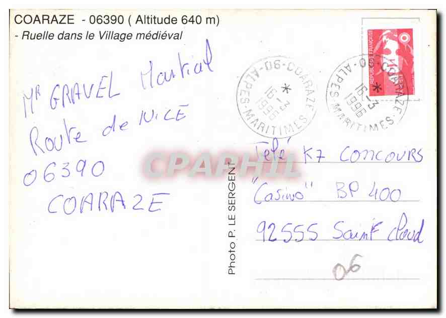 CPM Coaraze Ruelle dans le Village medieval  — Verso
