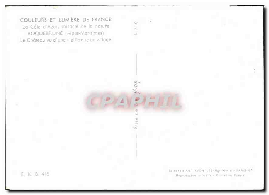 CPM Couleurs et lumiere de France la Cote d'Azur miracle de la nature Roquebrune Alpes Maritimes le  — Rückseite