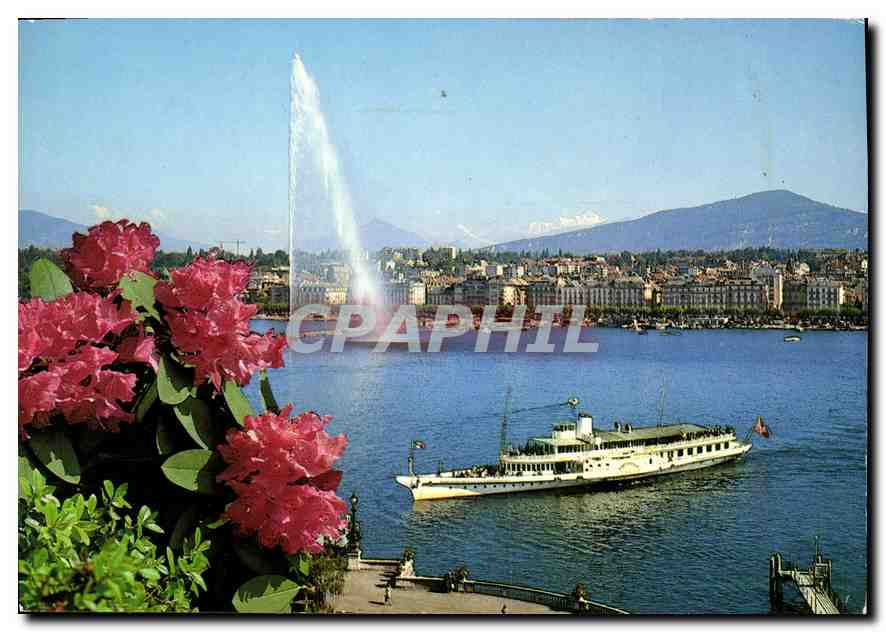 CPM Geneve le bateau Italie la rade et le Mont Blanc 