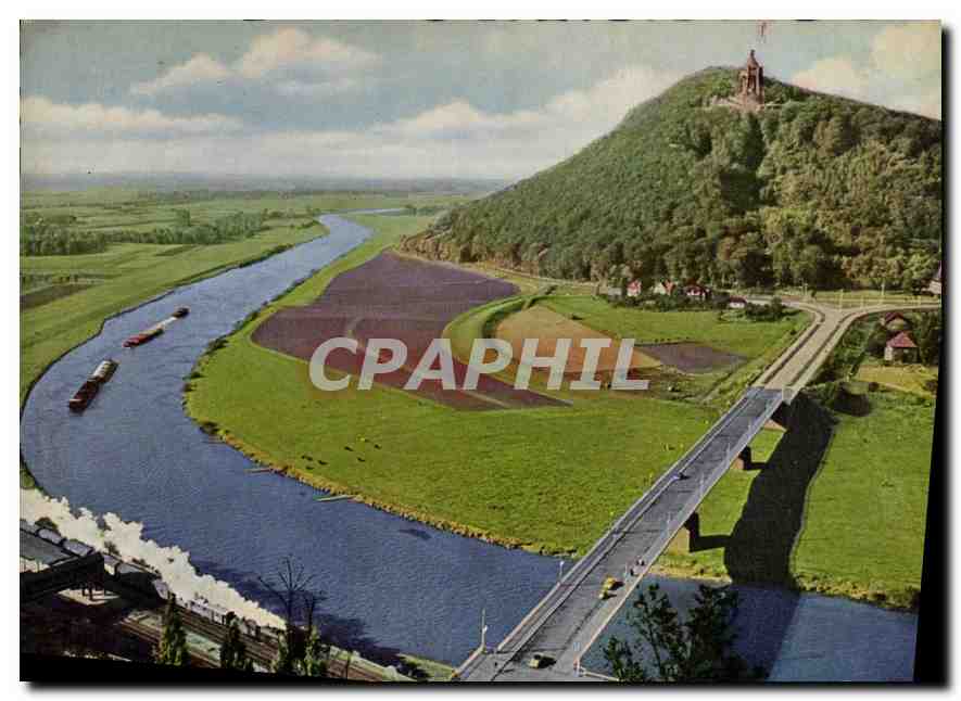 CPM Die Westfalische Pforte Blick vom Jakobsberg Wesergebirge zum Wittekindsberg Wiehen mit dem Kais