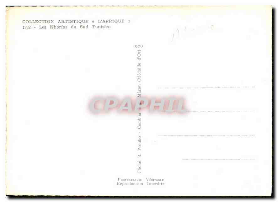 CPM Collection Artistique L'Afrique Les Khorfas du Sud Tunisien Ane Mule — Verso
