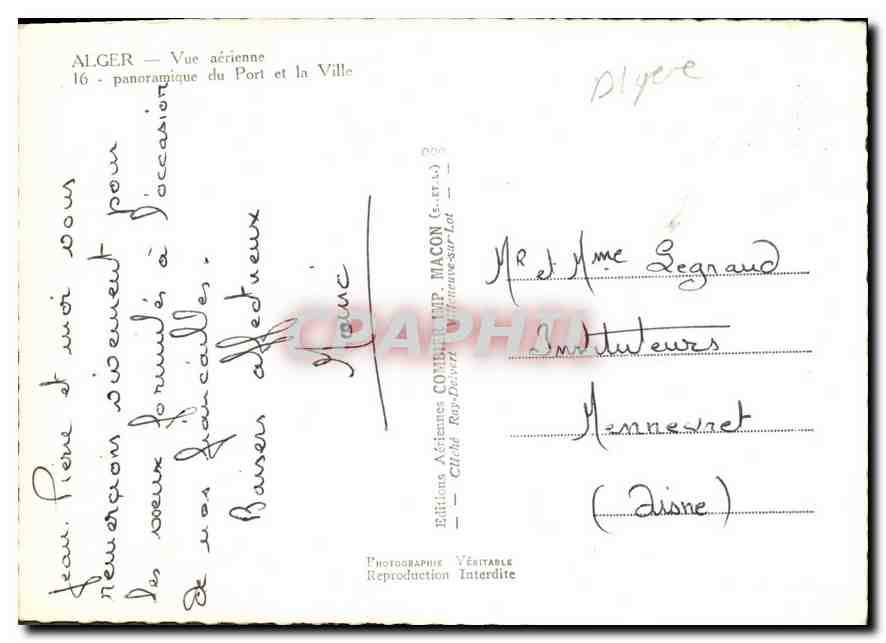 Alger — Vue aérienne du Port et la Ville — Cimy's — Verso