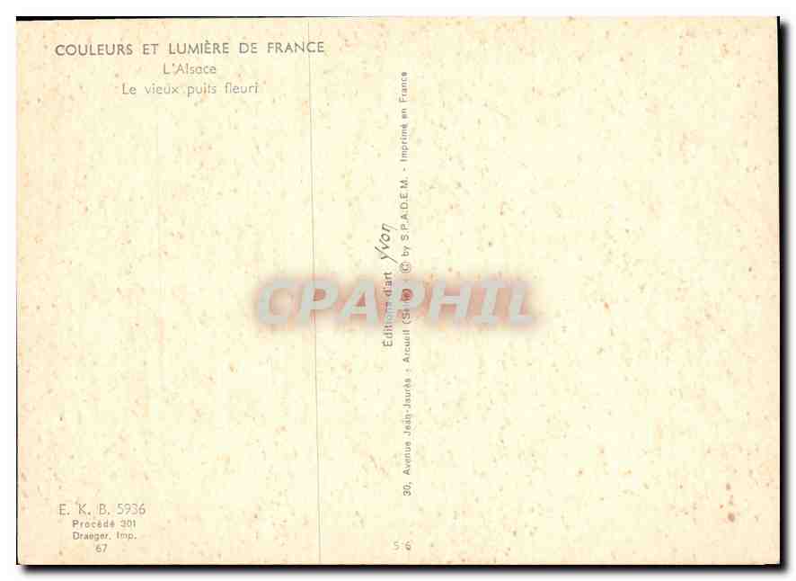 Le vieux puits fleuri — L'Alsace — Éditions Draeger — Rückseite