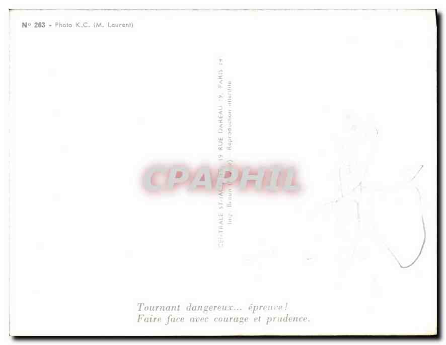 CPM Tournant dangereux epreuve Faire face avec courage et prudence  — Verso