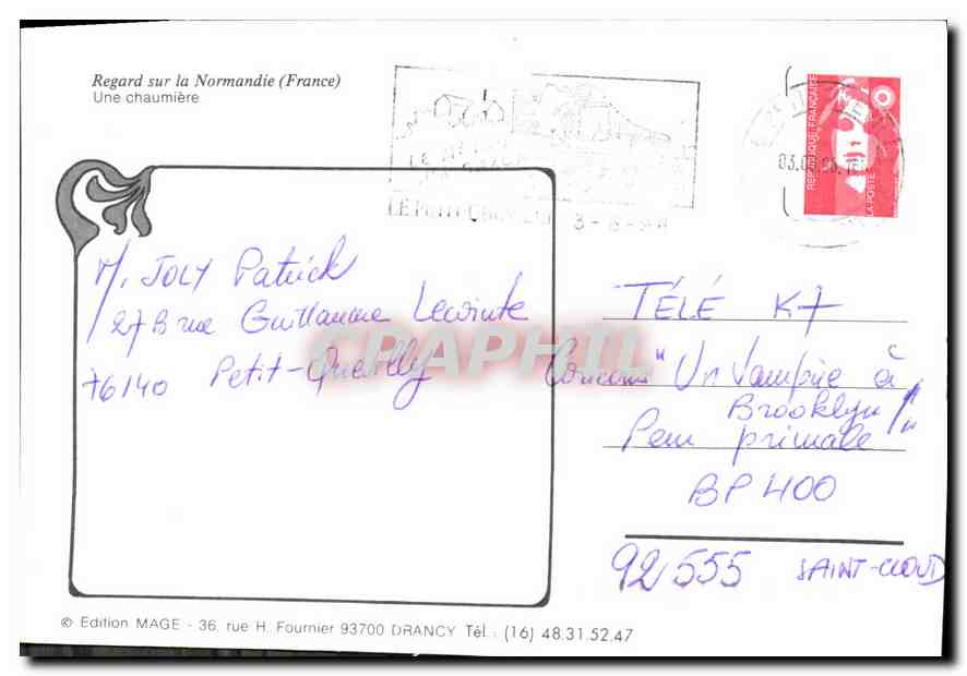 CPM Regard sur la Normandie France Une chaumiere  — Verso