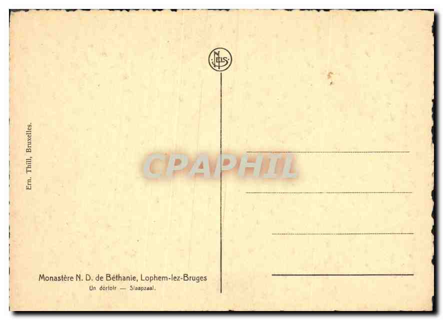CPM Monastere N D de Bethanie Lophem les Bruges Un dorloir Religieuse — Rückseite
