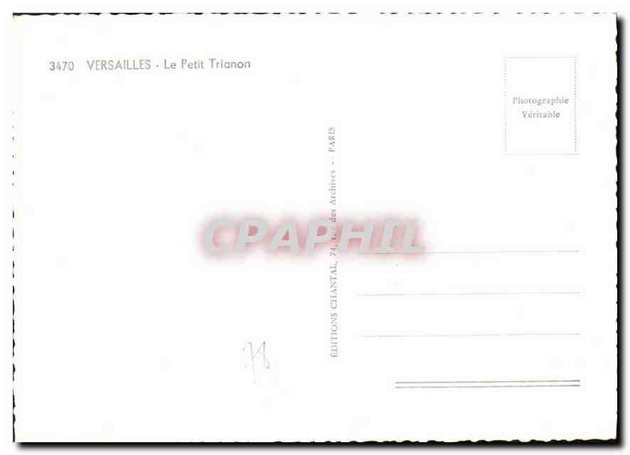 Versailles - Le Petit Trianon — Éditions Chantal, n° 3470 — Verso