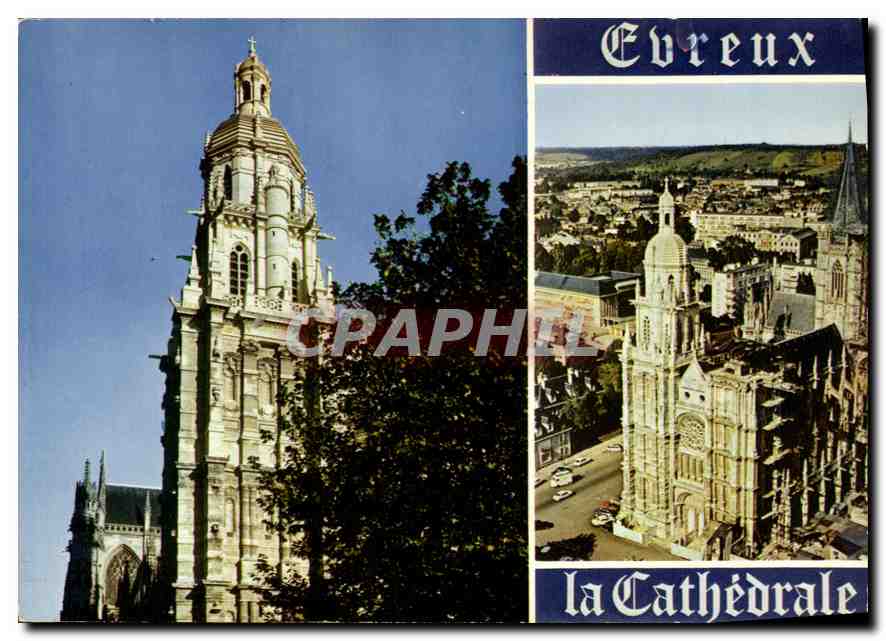 CPM Normande France Evreux En avion sur la Cathedrale Detail de la Cathedrale 