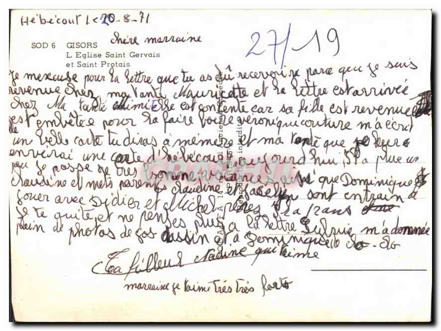 CPM Gisors L'Eglise Saint Gervais et Saint Protais  — Rückseite