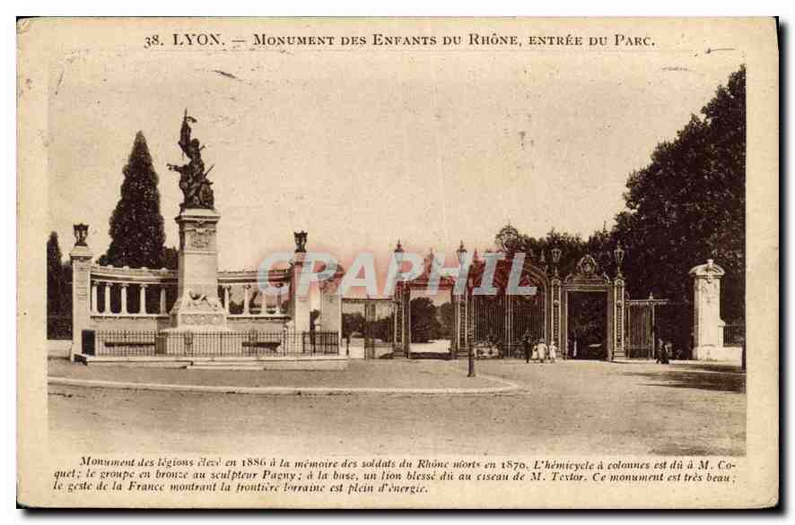 CPA Lyon Monument des Enfants du Rhone entree du Parc 