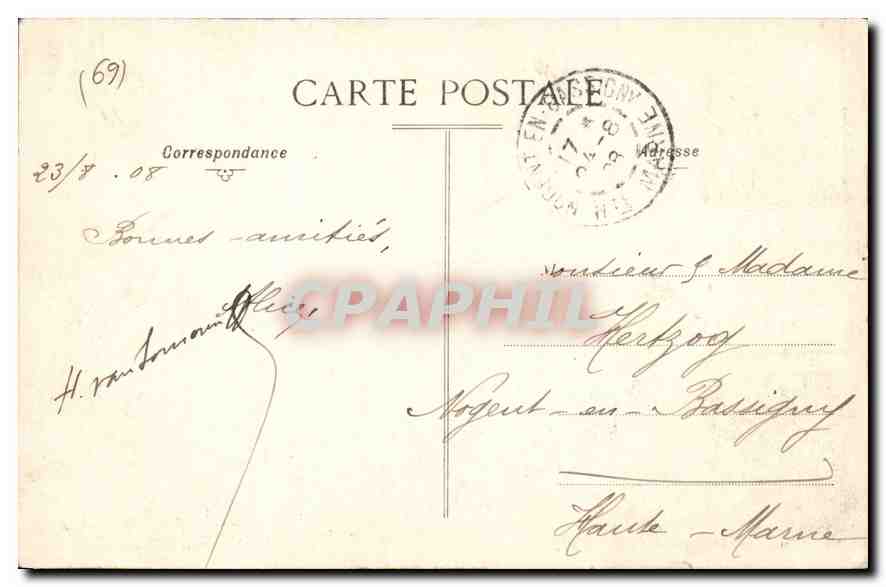 CPA Lyon Eglise de Fourvieres et vue generale prise de la Tour metallique  — Verso