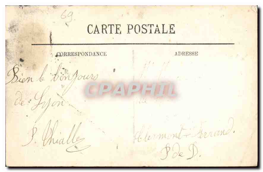 CPA Lyon la Fontaine Bartholdi  — Verso