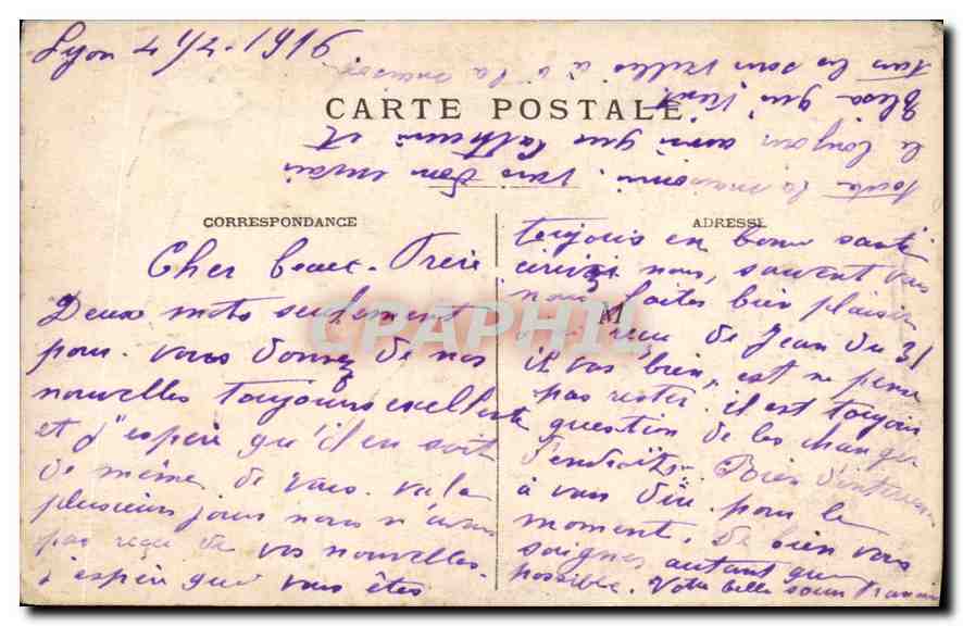 CPA Lyon Pont de la Guillotiere Hotel Dieu et Coteau de Fourviere  — Verso