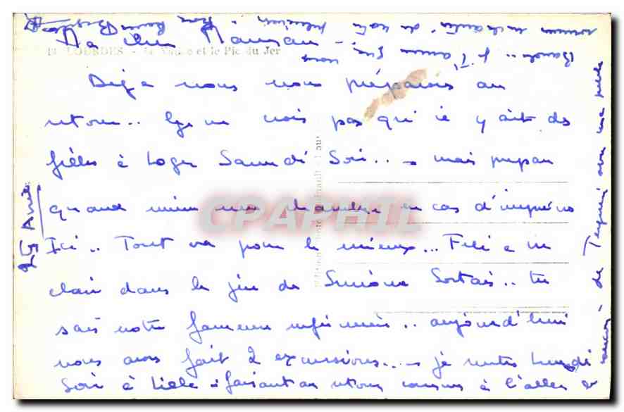 CPA Lourdes le Pic du Jer  — Verso